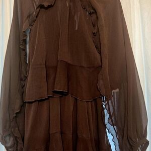 Commense Chocolate Sheer Blouse